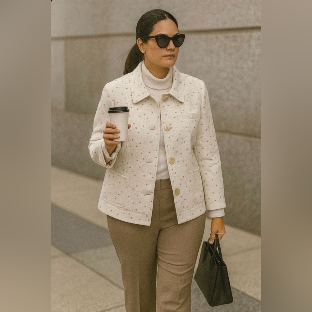🤍🌷💎Talbots Cream Polka Dot Blazer